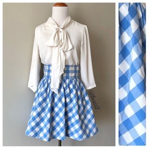H&M Blue Gingham Check Skirt